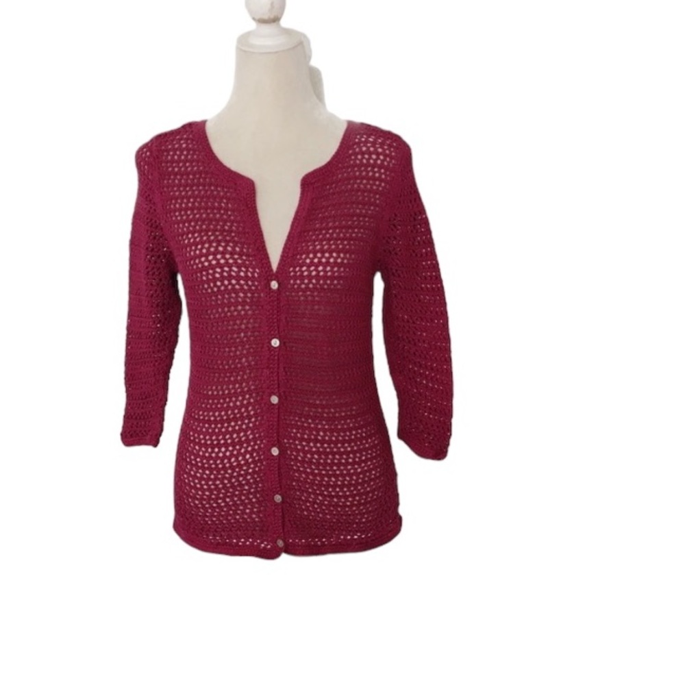 Eddie Bauer Open Knit Button Down Cardigan Size Medium